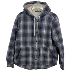 The North Face Women's Plaid‎ Hike In Sherpa Hoodie Jacket Snap Up Size L G